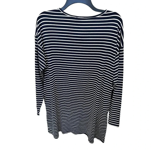 NWT Umgee Navy & White Striped 1/4 Zip Mini Tunic Dress Size Medium - Picture 4 of 4